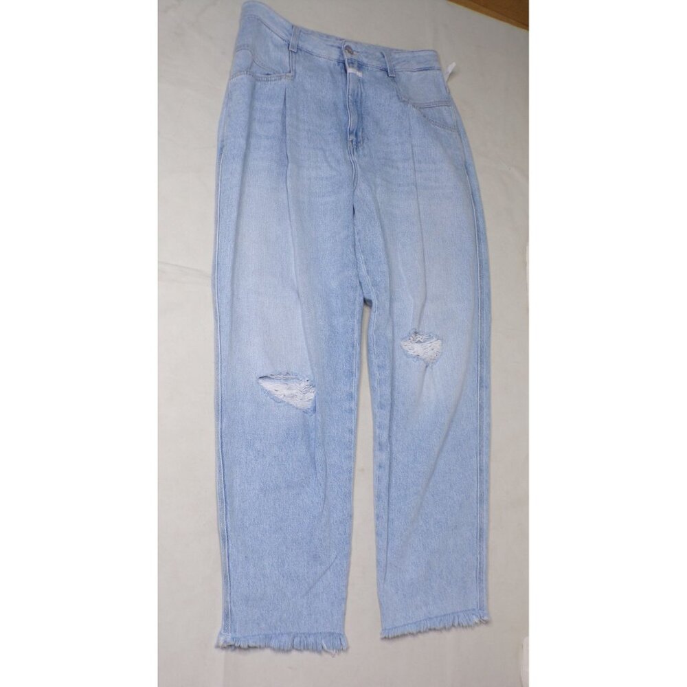 🆕 CLOSED Pearl High Rise Distressed Tapered Denim Jeans Blue 31 - Picture 10 of 16